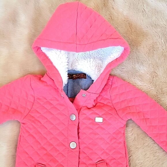 7FAM PINK QUILTED HOODED PRAM, SIZE 6/9 MONTHS - Picture 2 of 8